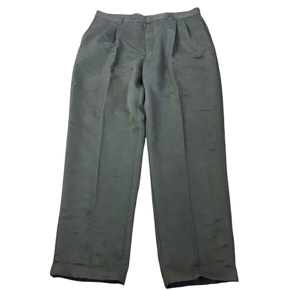 Chaps x Ralph Lauren Olive Green Front Pleated Cuffed Slacks Men’s 40x34 - Picture 1 of 8